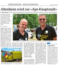 Ape-Treffen Lahrer Zeitung 14.06.2019